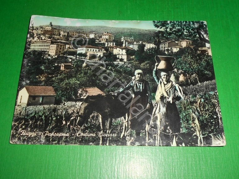 Cartolina Fiuggi - Panorama - Costumi ciociari 1955 ca.