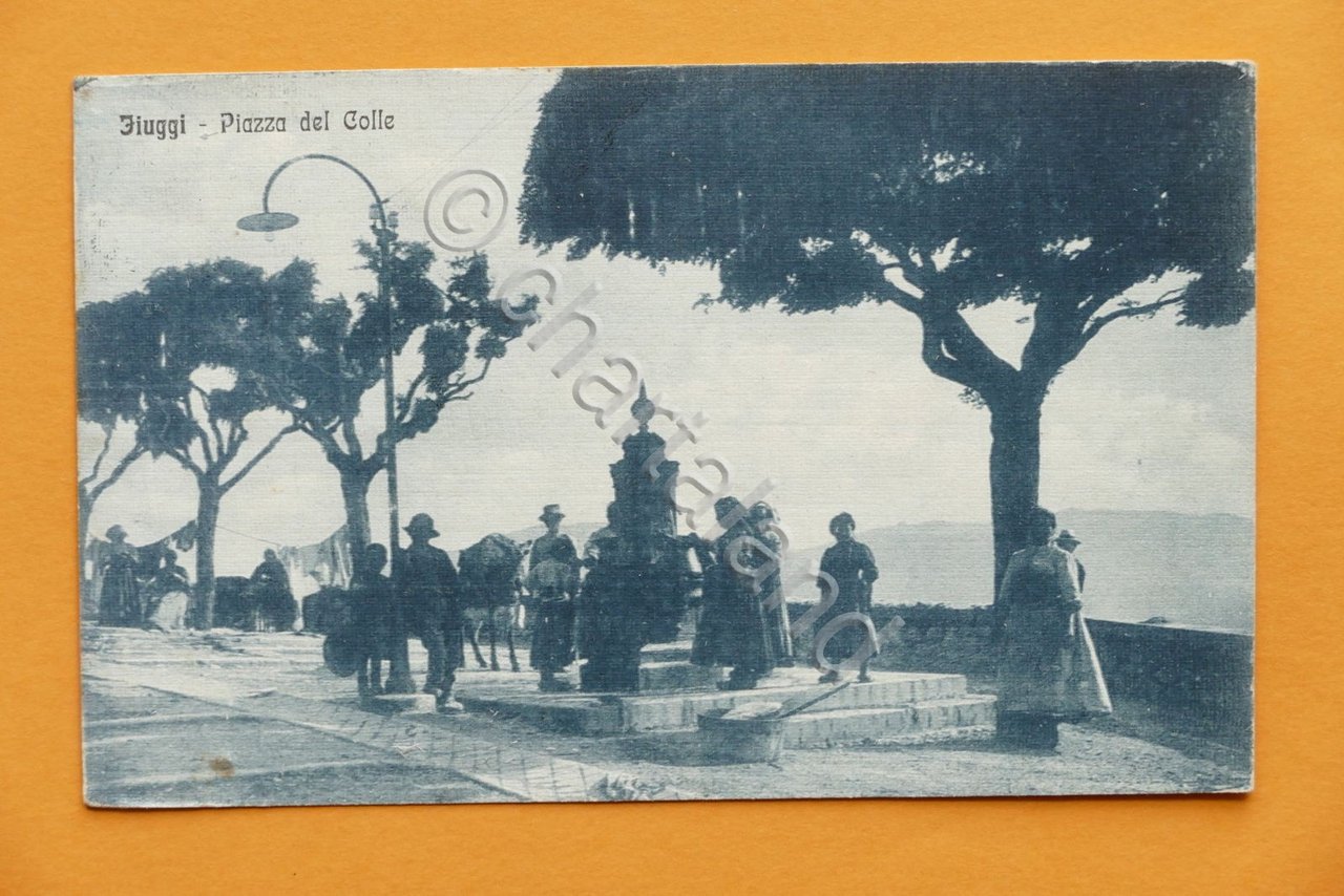 Cartolina Fiuggi - Piazza del Colle - 1918.