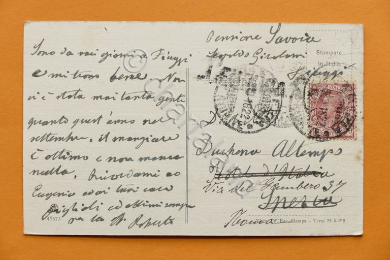 Cartolina Fiuggi - Piazza del Colle - 1918.
