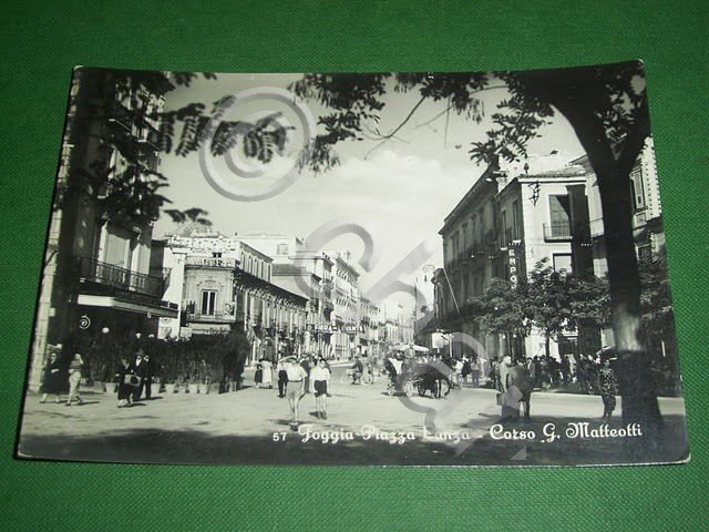 Cartolina Foggia - Piazza Lanza - Corso G. Matteotti 1952.