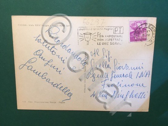 Cartolina Foggia - Viale XXIV Maggio - Place Hotel Sarti …