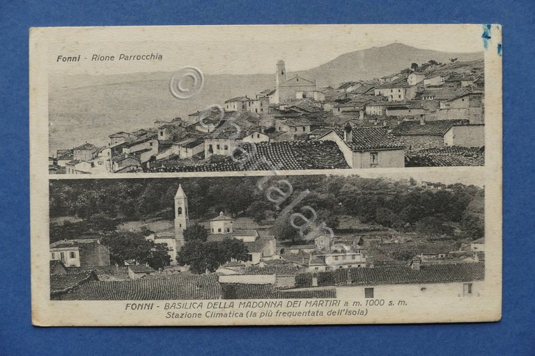 Cartolina Fonni - Basilica della Madonna dei Martiri - Rione …