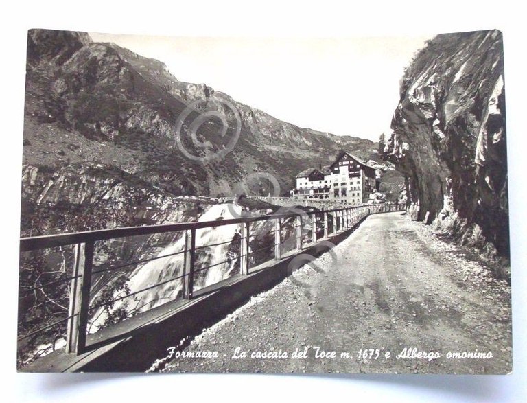 Cartolina Formazza Cascata del Toce Albergo Anonimo '57