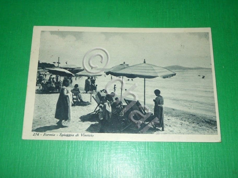 Cartolina Formia - Spiaggia di Vinticio 1932.
