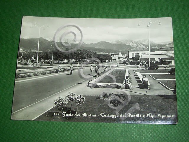 Cartolina Forte dei Marmi - Terrazza del Pontile e Alpi …