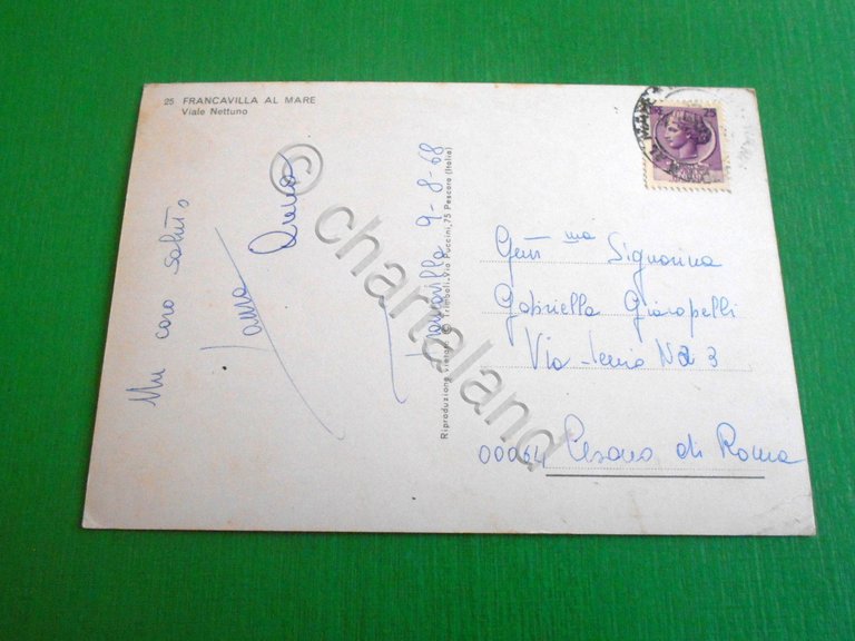Cartolina Francavilla al Mare - Viale Nettuno 1968.