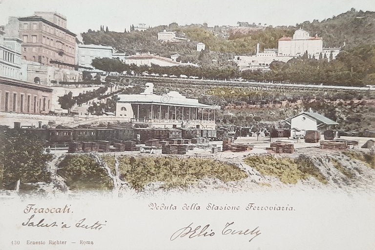Cartolina Frascati - Veduta della Stazione Ferroviaria - 1901
