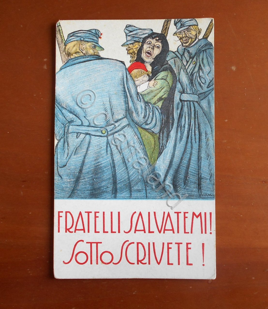 Cartolina Fratelli salvatemi! - Sottoscrivete! - 1915 ca.