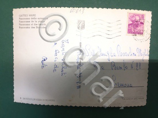 Cartolina Gatteo Mare - Panorama Della Spiaggia - 1961