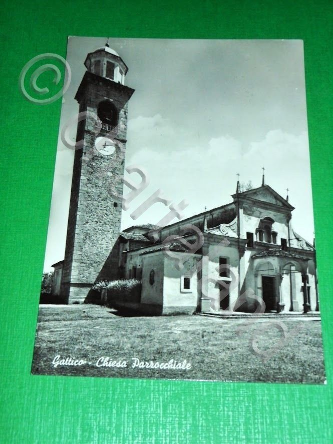 Cartolina Gattico - Chiesa Parrocchiale 1962.