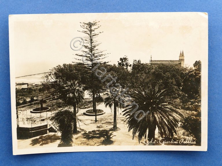 Cartolina Gela - Giardini Pubblici - 1960 ca..