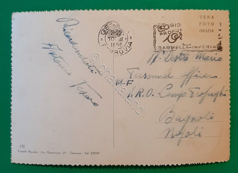 Cartolina Genova - Panorama - Grattacielo dell' Orologio - 1950