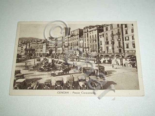 Cartolina Genova - Piazza Caricamento -- 1938