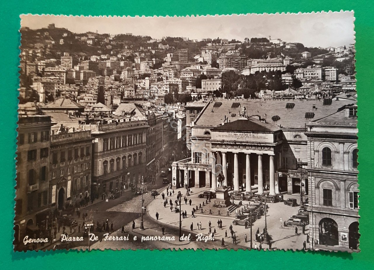 Cartolina Genova - Piazza De Ferrari e panorama del Righi …