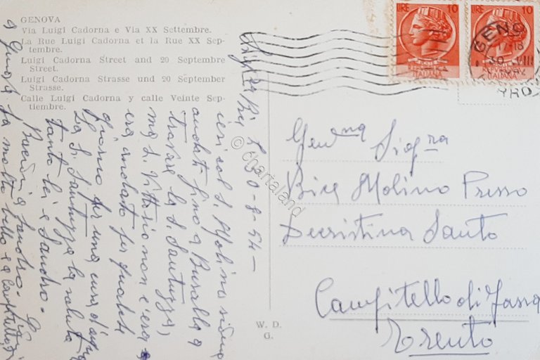 Cartolina Genova - Via Luigi Cadorna e via XX Settembre …