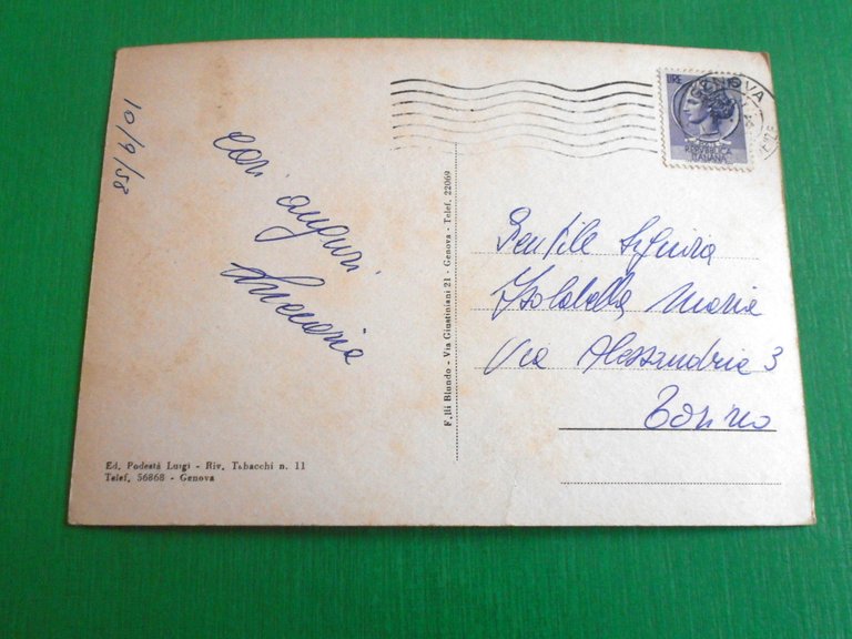 Cartolina Genova - Via Rivoli 1958.