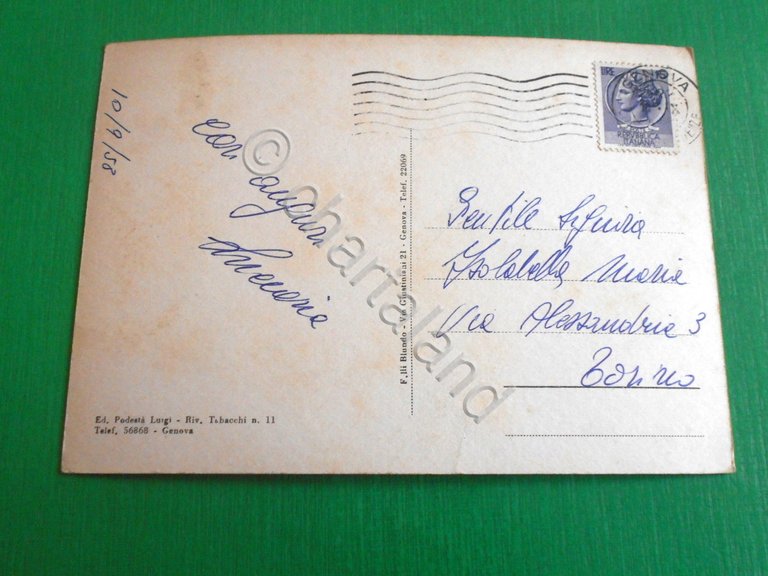 Cartolina Genova - Via Rivoli 1958.