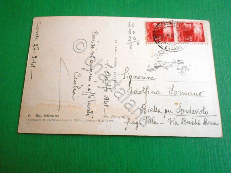 Cartolina Genova - Viale Duca d' Aosta 1948