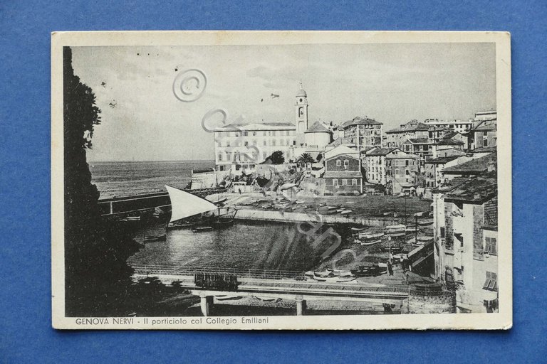 Cartolina Genova Nervi - Il porticciolo col Collegio Emiliani - …