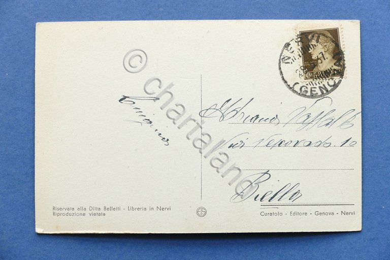 Cartolina Genova Nervi - Il porticciolo col Collegio Emiliani - …