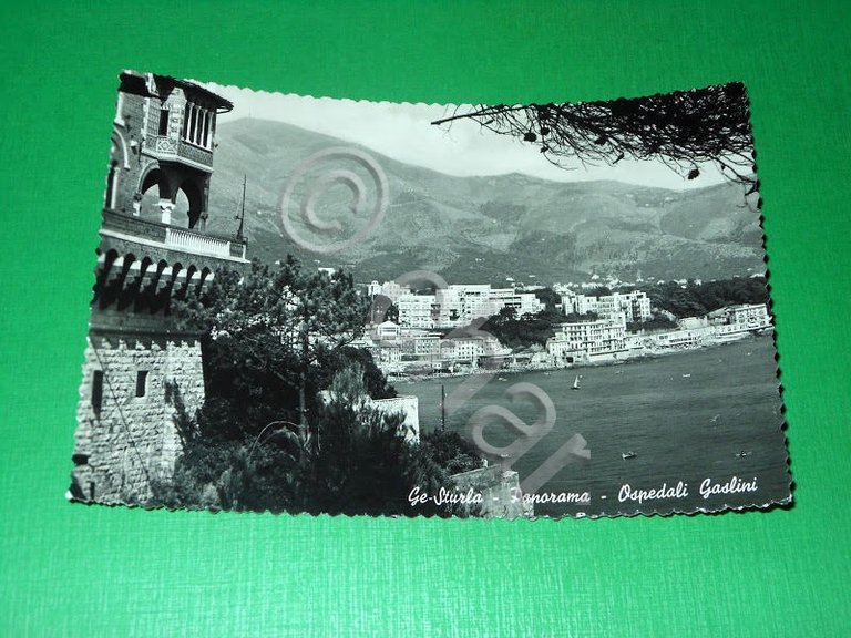 Cartolina Genova Sturla - Panorama - Ospedali Gaslini 1948.