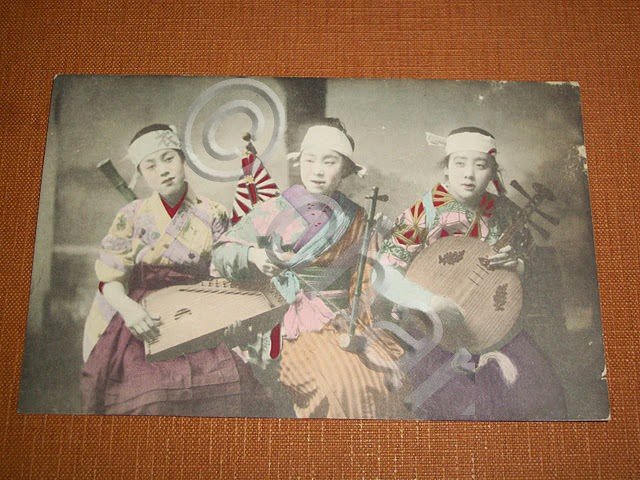 Cartolina Giappone Japan - Costumi e strumenti musicali 1910 ca