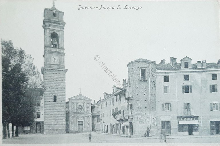 Cartolina Giaveno - Piazza S. Lorenzo - 1930