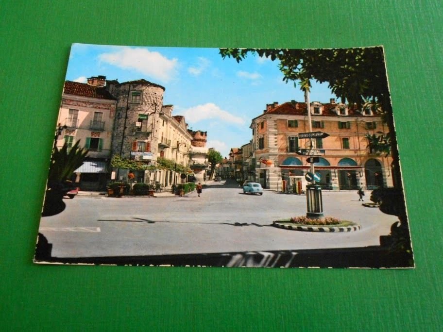 Cartolina Giaveno - Via Roma e Torri antiche 1970 ca.