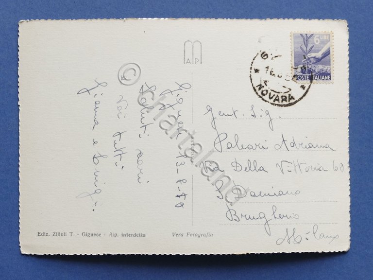 Cartolina Gignese - Albergo Due Riviere - Piazzale della Rimembranza …