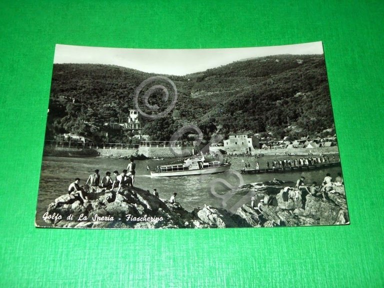Cartolina Golfo di La Spezia - Fiascherino - Veduta 1960