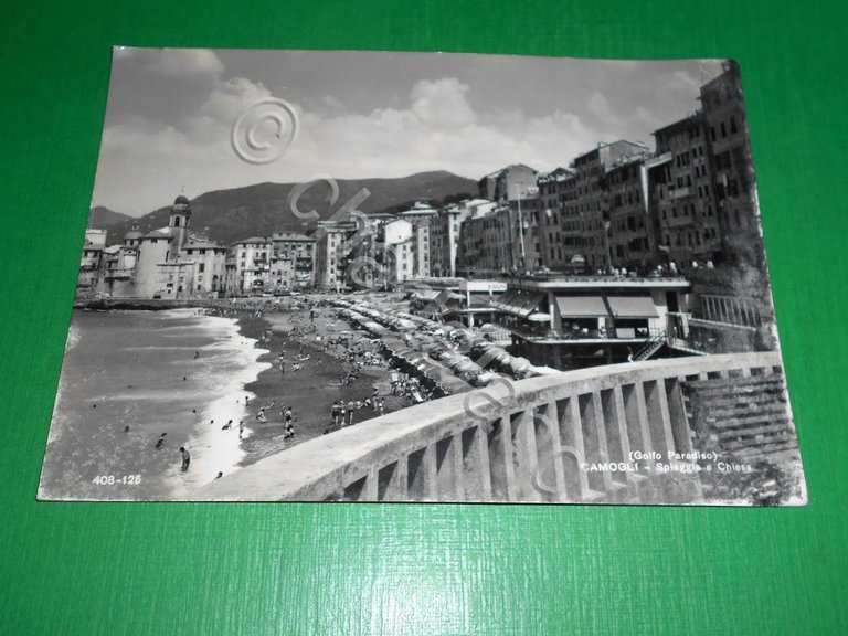 Cartolina Golfo Paradiso - Camogli - Spiaggia e Chiesa 1955 …