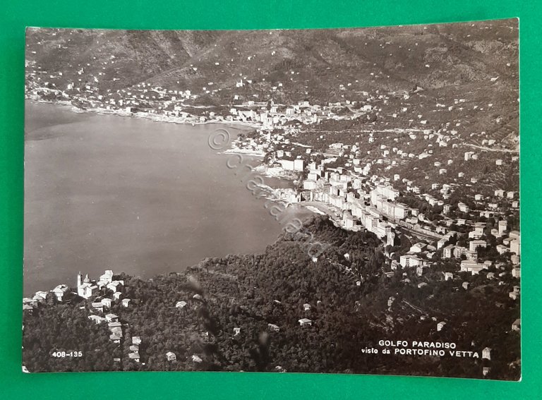 Cartolina Golfo Paradiso visto da Portofino Vetta - 1958