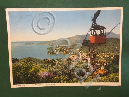 Cartolina Golfo Tiglio Con la Funivia per Montallegro - 1951