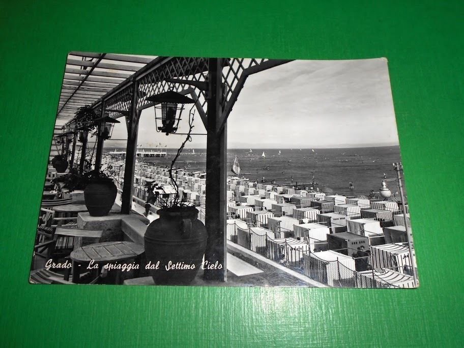 Cartolina Grado - La spiaggia dal Settimo Cielo 1950 ca.