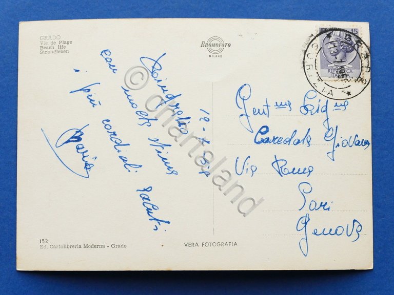Cartolina Grado - Vita di spiaggia - 1958.