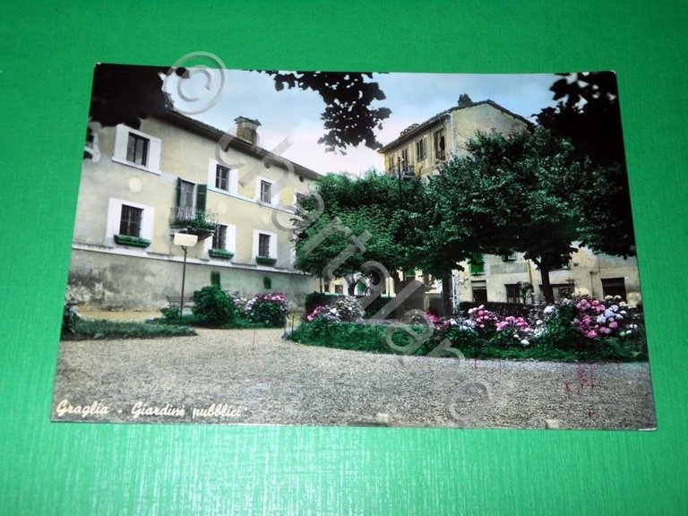 Cartolina Graglia - Giardini Pubblici 1954