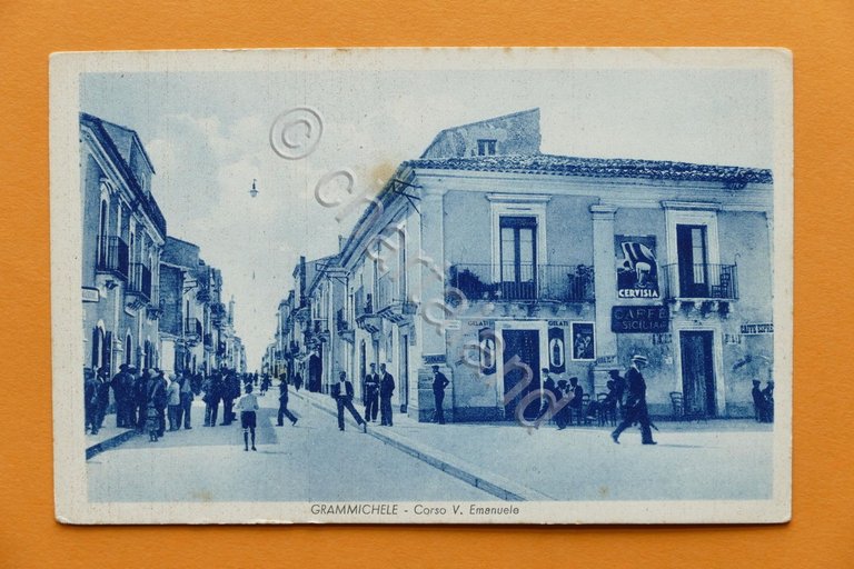 Cartolina Grammichele - Corso Vittorio Emanuele - 1920 ca.