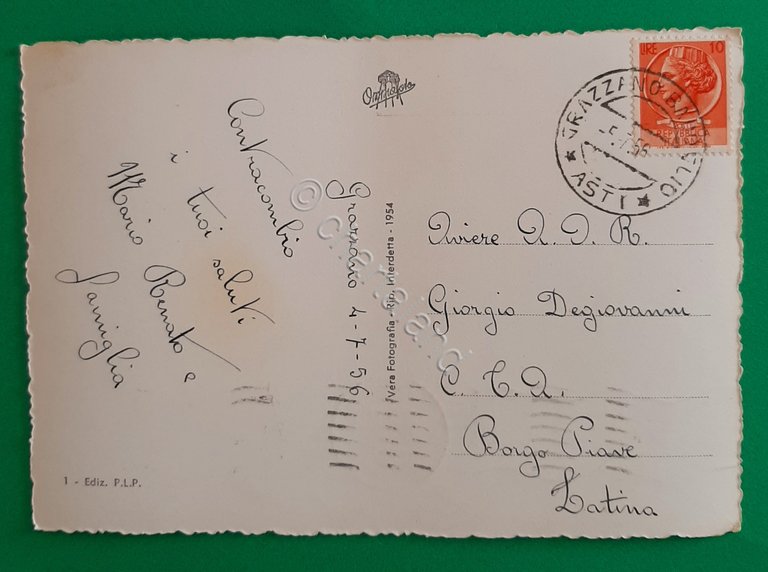 Cartolina Grazzano Badoglio - Panorama - 1956