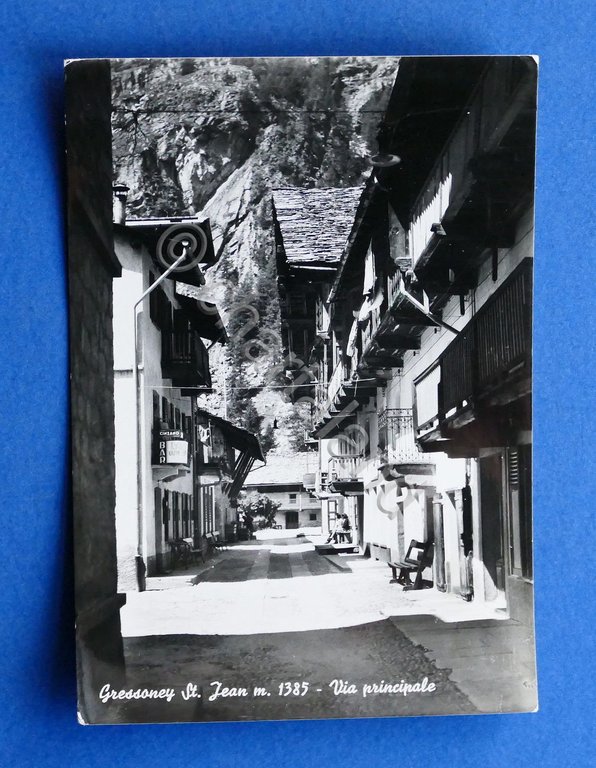 Cartolina Gressoney St. Jean - Via Principale - 1960 ca..