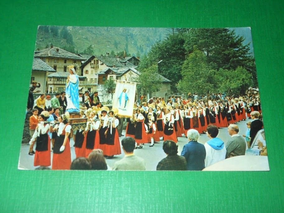 Cartolina Gressoney ( Valle d'Aosta ) - Processione di Ferragosto …
