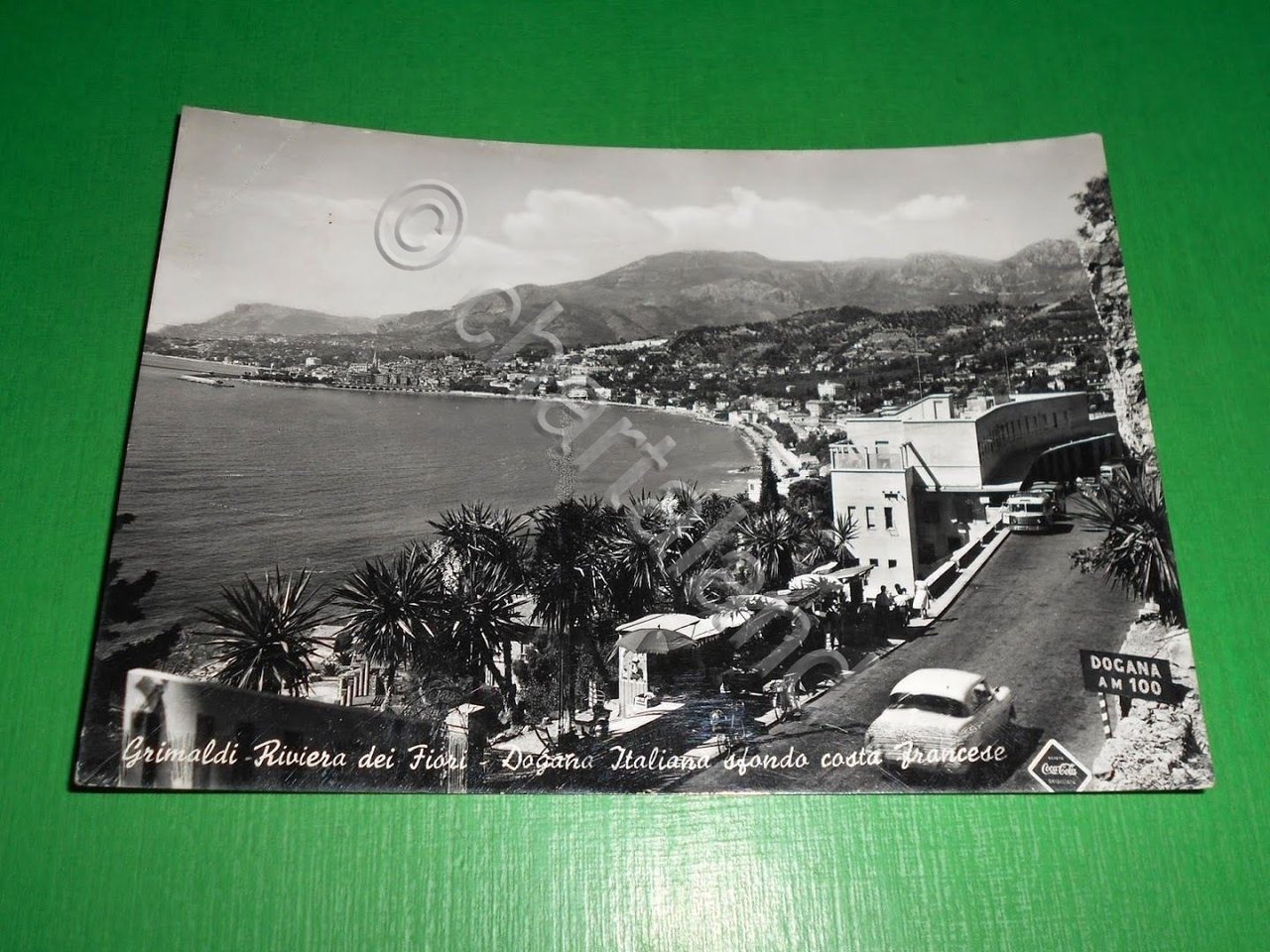 Cartolina Grimaldi - Dogana Italiana sfondo costa Francese 1954.