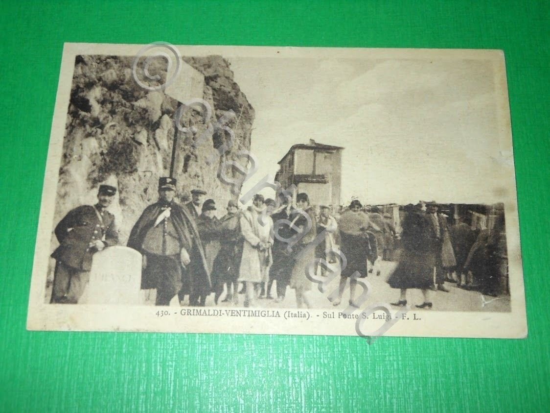 Cartolina Grimaldi Ventimiglia - Sul Ponte S. Luigi 1935 ca.