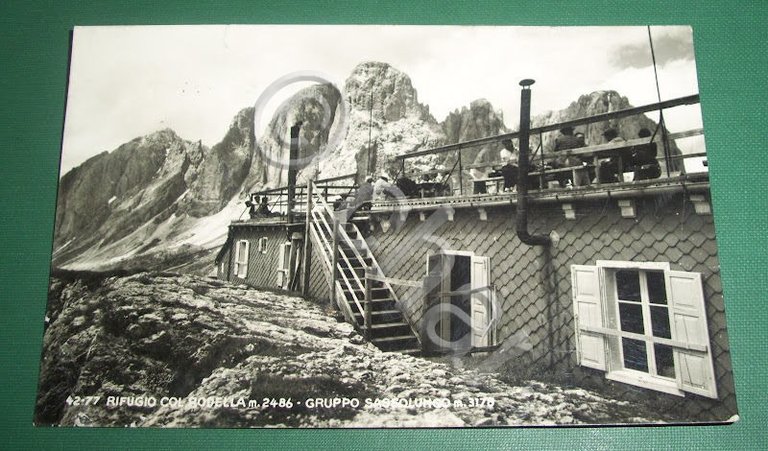 Cartolina Gruppo Sassolungo - Rifugio Col Bodella 1936