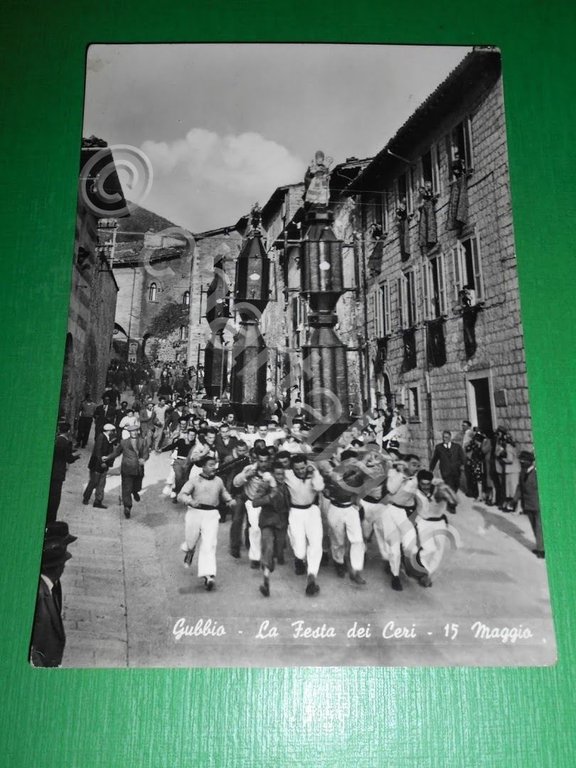 Cartolina Gubbio - La Festa dei Ceri 1958