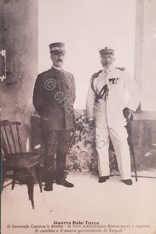 Cartolina Guerra Italo /Turca Generale Caneva e Vice Ammiraglio Borea …