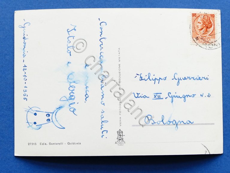 Cartolina Guidonia - Chiesa Madonna di Loreto - 1955