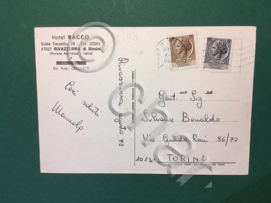 Cartolina Hotel Bacco - Rivazzurra Di Rimini - 1972
