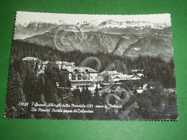 Cartolina I Grandi Alberghi della Mendola verso le Dolomiti 1959