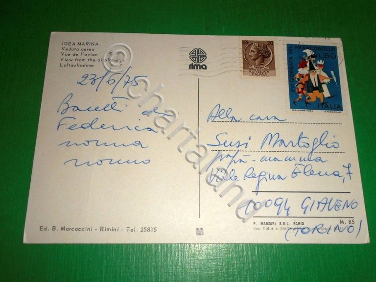 Cartolina Igea Marina - Veduta aerea 1975.