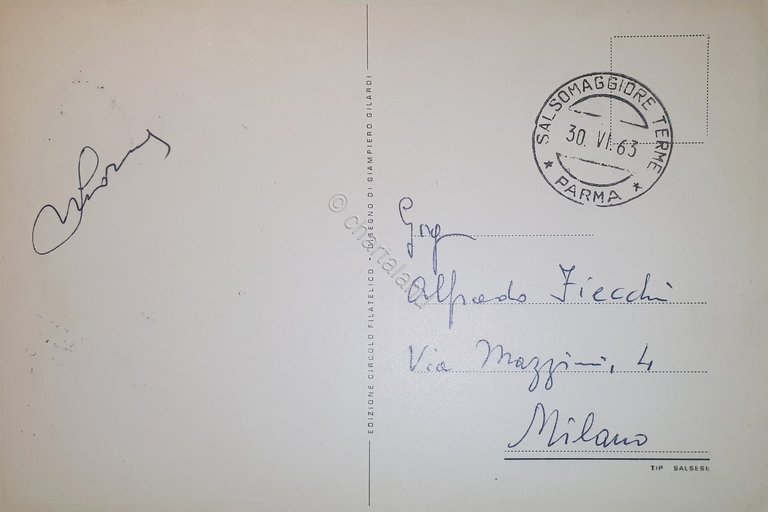 Cartolina II Convegno Nazionale Filatelisti Tematici - Salsomaggiore Terme 1963